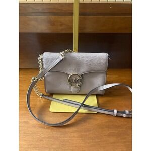 Michael Kors Logo Lock Flap‎ Crossbody Pebbled Leather Chain Strap Bag